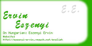 ervin eszenyi business card